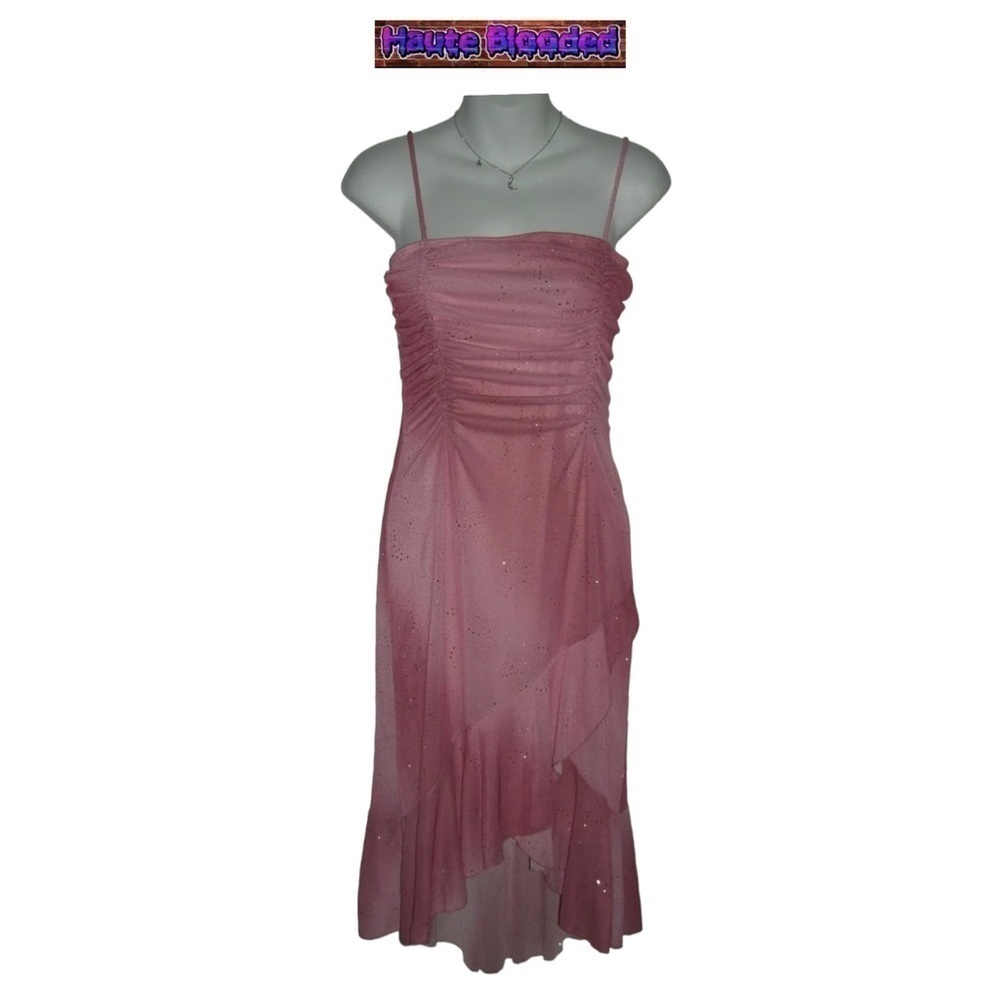 Taboo Dress Vtg 90s Pink Glitter Kawaii Fairy Barbie y2k Coquette Ballet McBling - Picture 2 of 15